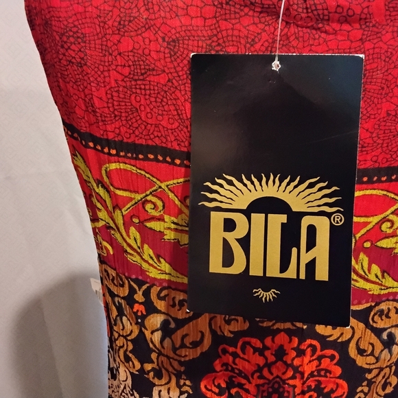 BILA Bohemian Red and Green Maxi Dress SIZE S - Picture 2 of 7